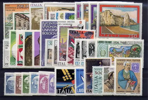1988 Italien, postfrisch, kompletter Jahrgang 39 Werte, postfrisch **