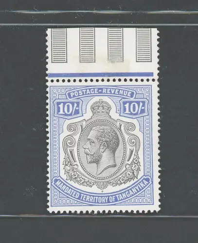 1927-31 Tanganjika - Stanley Gibbons Nr. 106 - 10 Schilling deep blue - postfrisch **
