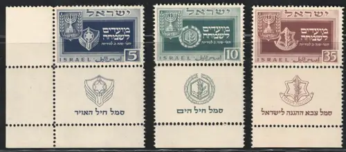 1949 Israel, Neues Jahr 5710, Militärschilder, # 18-20, postfrisch **