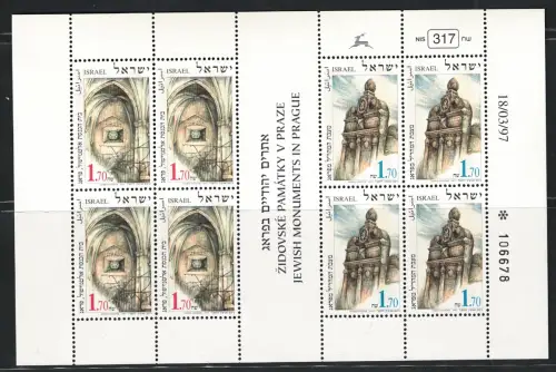 1997 ISRAEL, Kleinbogen Jüdische Denkmäler in Prag, # 1367-68, postfrisch **