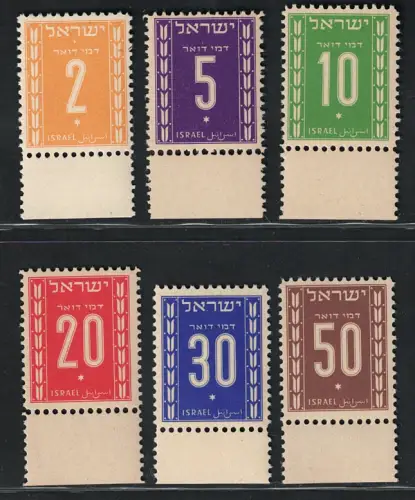 1949 Israel, Steuermarken Ziffer # 6-11, postfrisch **