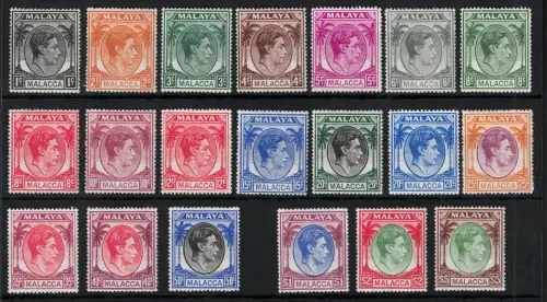 1949-52 MALAKKA, Stanley Gibbons Nr. 3-17, Serie mit 20 Werten, postfrisch **