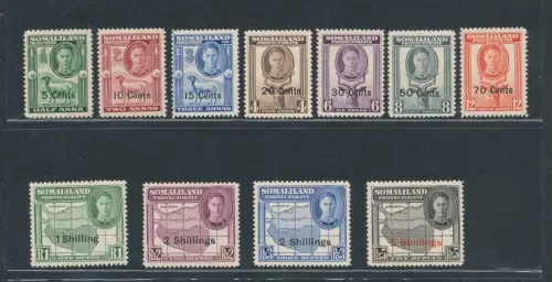 1951 Somaliland, Bildnis Georg VI., Stanley Gibbons Nr. 125/135, postfrisch **