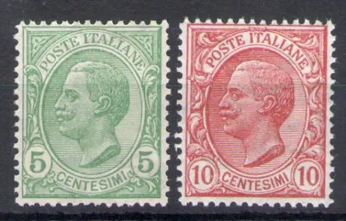 1906 Italien - Königreich, Nr. 81/82 - 15 Cent grün - 10 Cent rosa, gute Zentrierung - postfrisch **