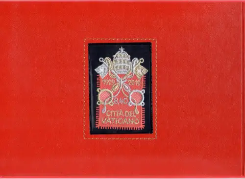 2019 Vatikan, Briefmarke + Stoffumschlag, Offizieller Folder, postfrisch **