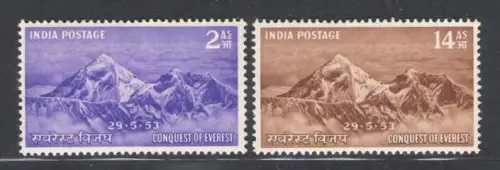 1953 INDIEN - Mount Everest Conquista, Stanley Gibbons Nr. 344/45 - postfrisch **