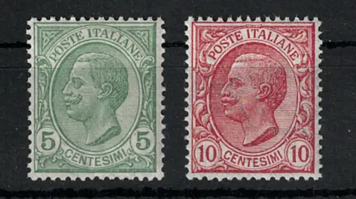 1906 Italien, Königreich, 81/82, 15 Cent grün, 10 Cent rosa, sehr gute Zentrierung, postfrisch**