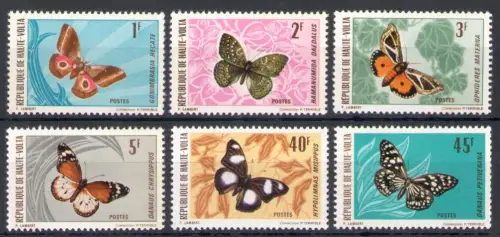 1971 Haute Volta, Schmetterlinge, Yvert # 242-47, 6 Werte, postfrisch **