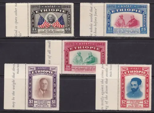 1947 ÄTHIOPIEN - YT Nr. 250/252 + PA 21/22 5 Werte MNH ** SERIE BLATTRAND