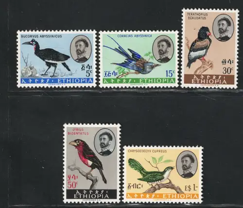 1962 ÄTHIOPIEN, Yvert # 388/392, Vögel, postfrisch **