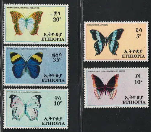 1967 ÄTHIOPIEN, Yvert # 482-86, Schmetterlinge, postfrisch **