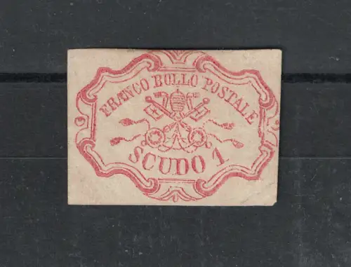 1852 Kirchenstaat, 1 Soldo rosa karmin # 11, ohne Gummi