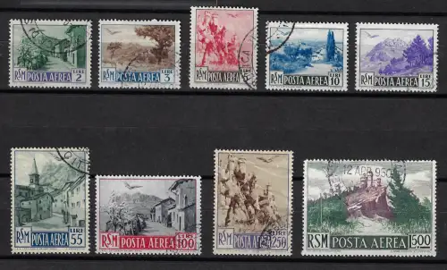 1950 San Marino, Luftpost #83-91, gebrauchte Briefmarken