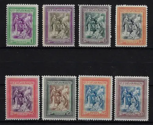 1947 San Marino, Alberoniana # 312/17 + Luftpost 73/74, postfrisch **