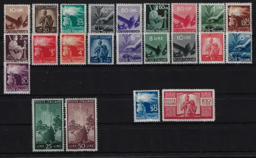 1945 Italien, Republik, Demokratische Serie, 23 Werte, # 543/65, postfrisch **