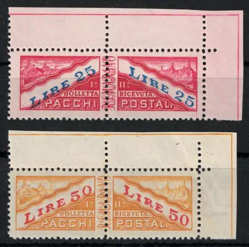 1946 San Marino, Postpakete # 31/32, filigrane Krone, Bogenecke, postfrisch **