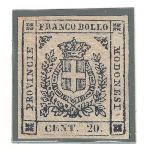1859 Modena, Provisorische Regierung # 15, 20 Cent lila Schiefer, MH*
