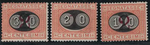 1890-91 Italien, Königreich, sogenannte Mscherine Steuermarken # 17-19, postfrisch **