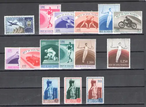 1954 San Marino, kompletter Jahrgang, postfrisch, 15 Werte - postfrisch **