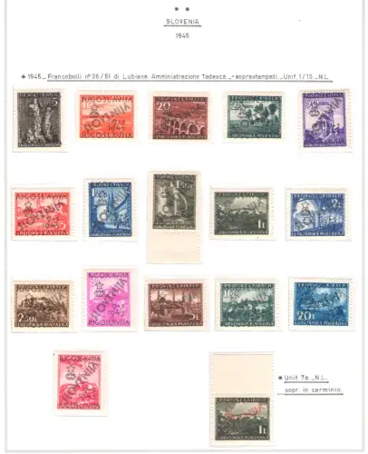 1945 SLOWENIEN, # 1/46+7a+34A, Ljubljana überdruckt 48 Werte, postfrisch**