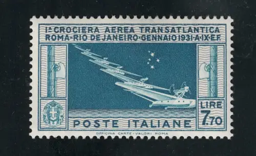 1930 Italien, Transatlantikkreuzfahrt General Balbo, Lire 7,70, # 25, postfrisch **