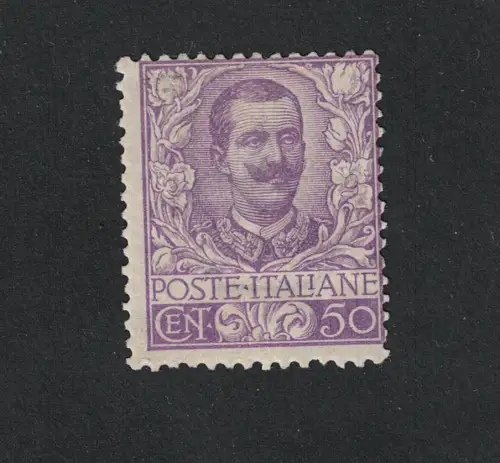 1901 Italien, Königreich, # 76 Floral 50 Cent. malve, postfrisch ** Zertifikat Diena