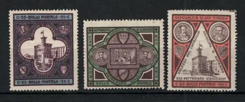 1894 San Marino, # 23-25 Regierungspalast, postfrisch **