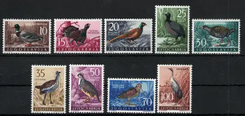 1958 Jugoslawien, Vögel, Yvert # 744-52, postfrisch **