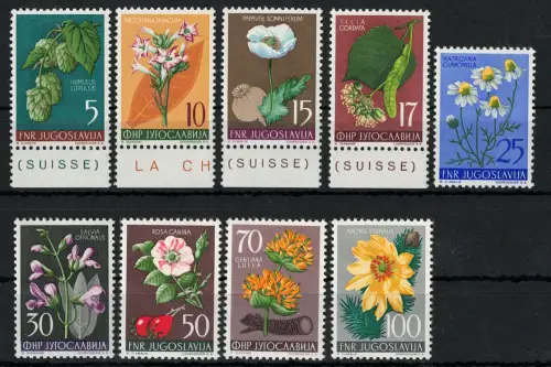 1955 Jugoslawien, Blumen, Yvert # 669-77, postfrisch **