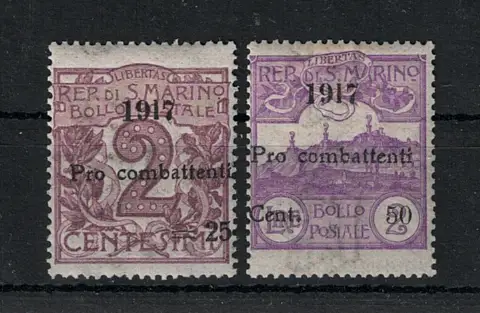 1917 SAN MARINO, Pro Kämpfer überdruckt, # 51-52, postfrisch **