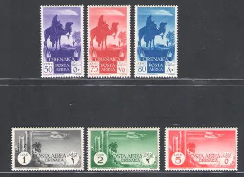 1932 Kyrenaika, Luftpost # 6-11, Afrikanische Subjekte, 6 Werte, postfrisch **
