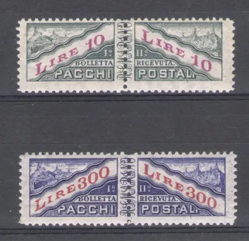 1953 SAN MARINO, Postpakete Nr. 35/36, filigranes Rad, postfrisch **