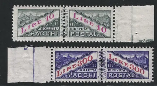 1953 SAN MARINO, Postpakete # 35-36, filigranes Rad II, POSTFRISCH **