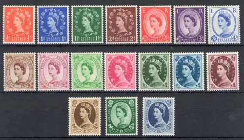 1952-54 Großbritannien, Elizabeth II., SG # 515-31, 17 Werte - postfrisch **