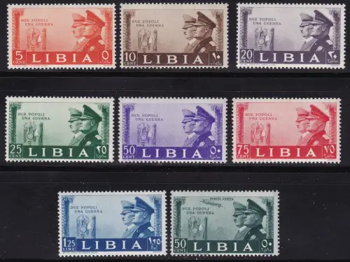 1941 LIBYEN, Waffenbruderschaft, Nr. 171/177 + A 45, Serie mit 8 Werten, postfrisch **