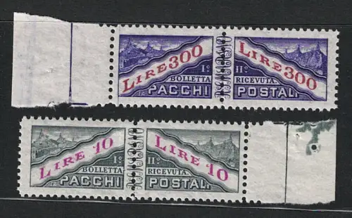 1953 SAN MARINO, Postpakete # 35-36, filigranes Rad II, POSTFRISCH **