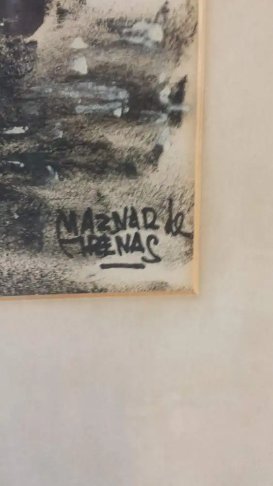 Gemälde, Tusche, Manuel aznar de arenas,Fischerboote bei Vollmond, 5