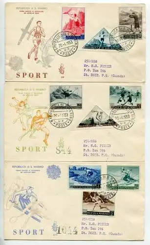 Venetia Club - Sport 1953 auf drei Reiseumschlägen inkl. für Kanada
