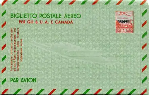 Triest A - Flugzeugpostkarte Lire 120 doppelt überdruckt