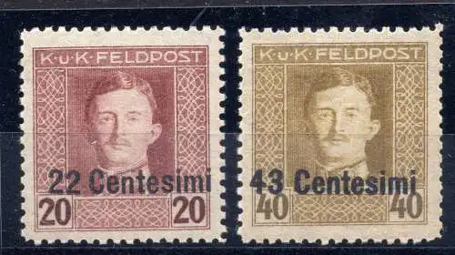 Friaul/Venetien Occ. Österreich - Cent. 22 und 43 K.u.K. Feldpost Verzahnung 11,1/2