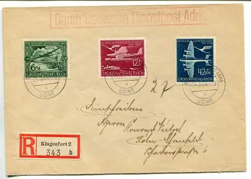 Adria Dienstpost - Umschlag von Udine nach Koln am 6.3.44