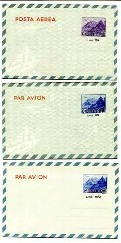 San Marino - Überdruckte Aerogramme Lire 25, 80 und 120 (Nr. A5/A7)