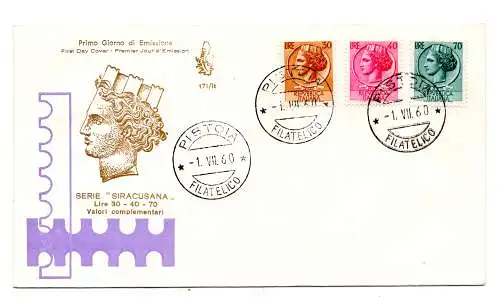 Italien FDC Venedig 1960 Syrakus ungereist