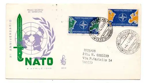 Italien FDC Venedig 1959 NATO gereist Racc. für Italien