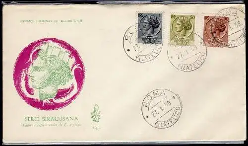 Italien FDC Venedig 1958 Syrakus ungereist