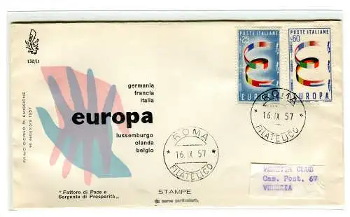 Italien FDC Venedig 1957 Europa nicht gereist