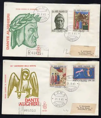 Italien FDC Venedig 1965 Dante Alighieri reiste Racc. für Italien