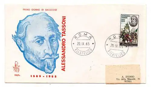 Italien FDC Venedig 1965 Tassoni reiste durch Italien