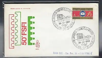 Italia FDC Venetia 1969 Fed. Soc. Philatelie gereist durch Italien