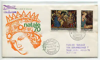 Italien FDC Venedig 1970 Weihnachten gereist Racc. ins Ausland